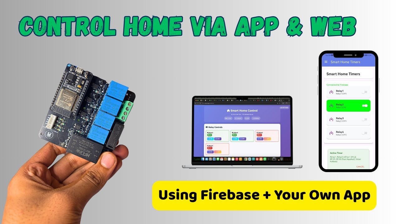 Home Automation with Timer & Manual Switch – Web + App Ready! 🔥 Connect Your Own Firebase | No Code!