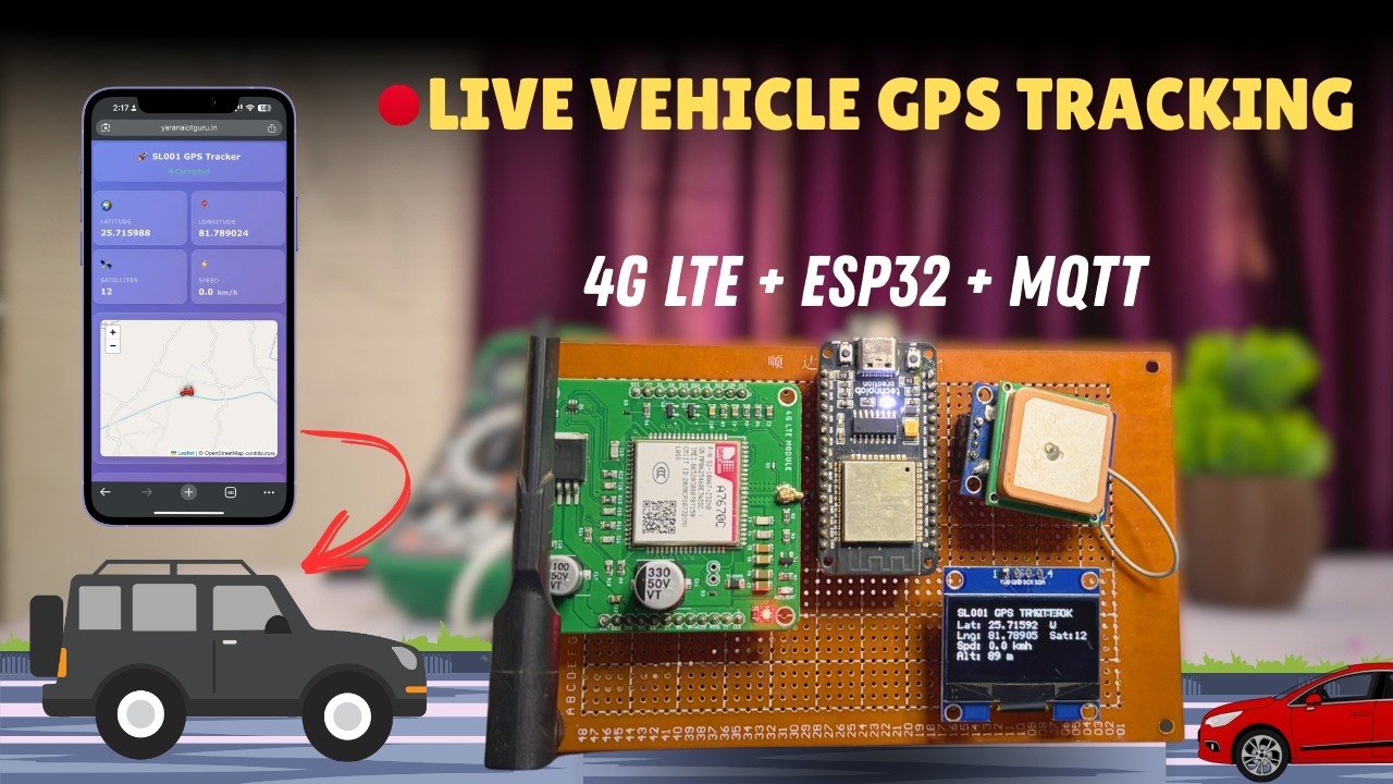 ESP32 4G LTE GPS Tracker with MQTT | Real-Time Vehicle Tracking Dashboard